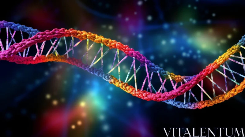 Colorful DNA Strands in Space: A Vibrant and Dappled Composition AI Image