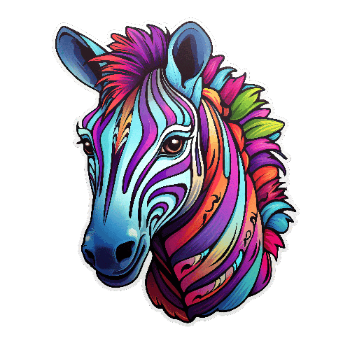 Colorful Zebra Head Illustration for T-Shirt Design POD Design