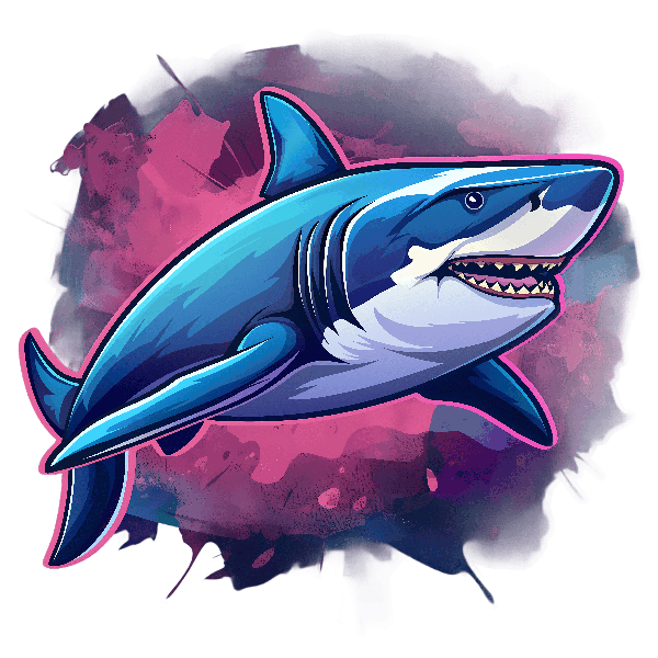 Artistic Shark Graphic with Vibrant Colors POD Design