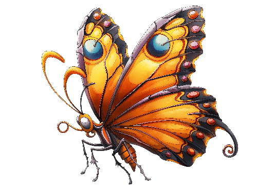 POD Design Digital Painting of a Yellow and Orange Butterfly