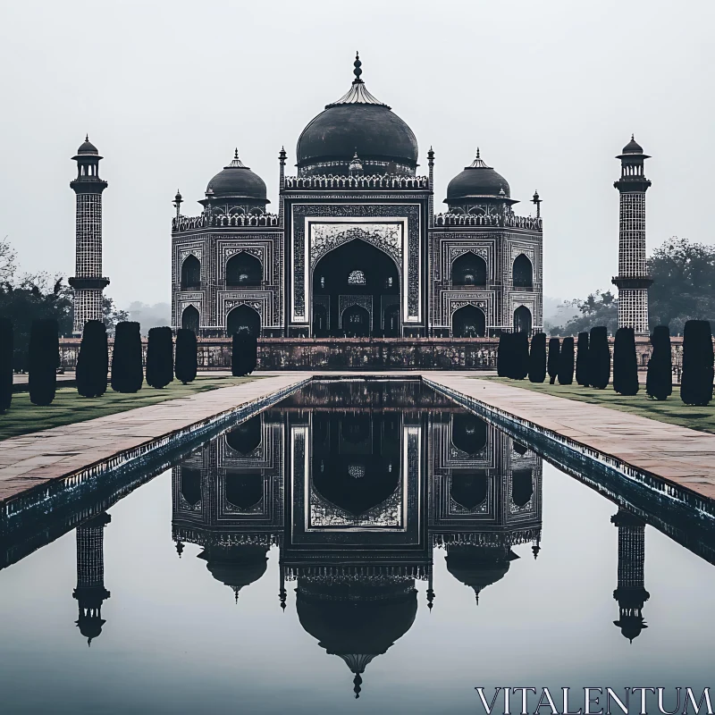 AI ART Symmetrical Taj Mahal Reflection Art