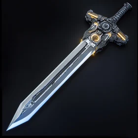 Metallic Blade Sword with Futuristic Elements