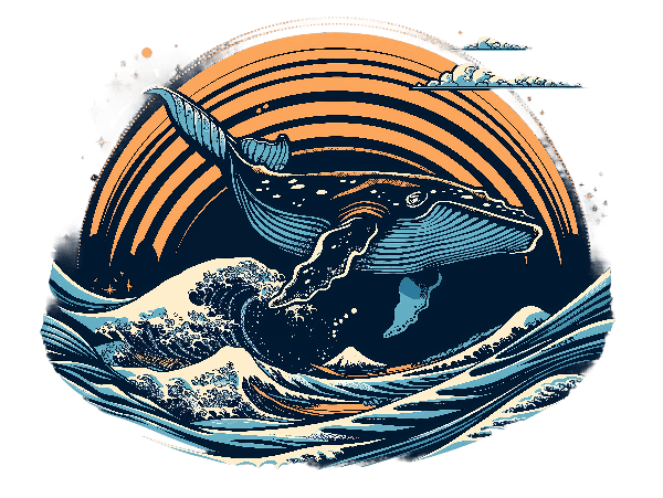 Whale Sunset Ocean Scene