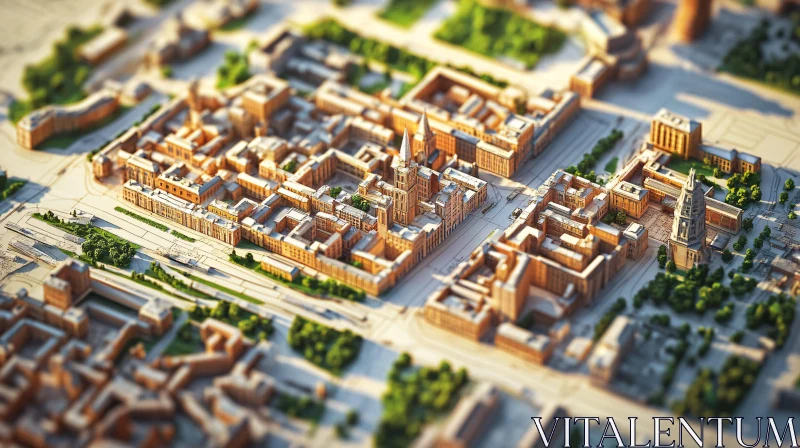 Aerial View of Miniature City AI Image