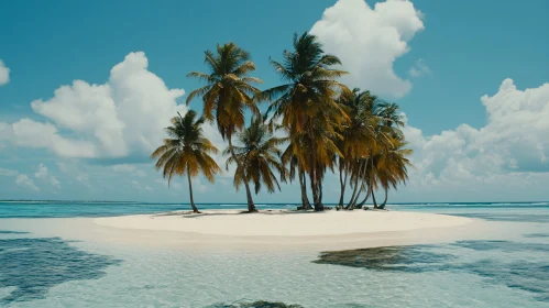 Exotic Beach Island with White Sand and Palm Trees