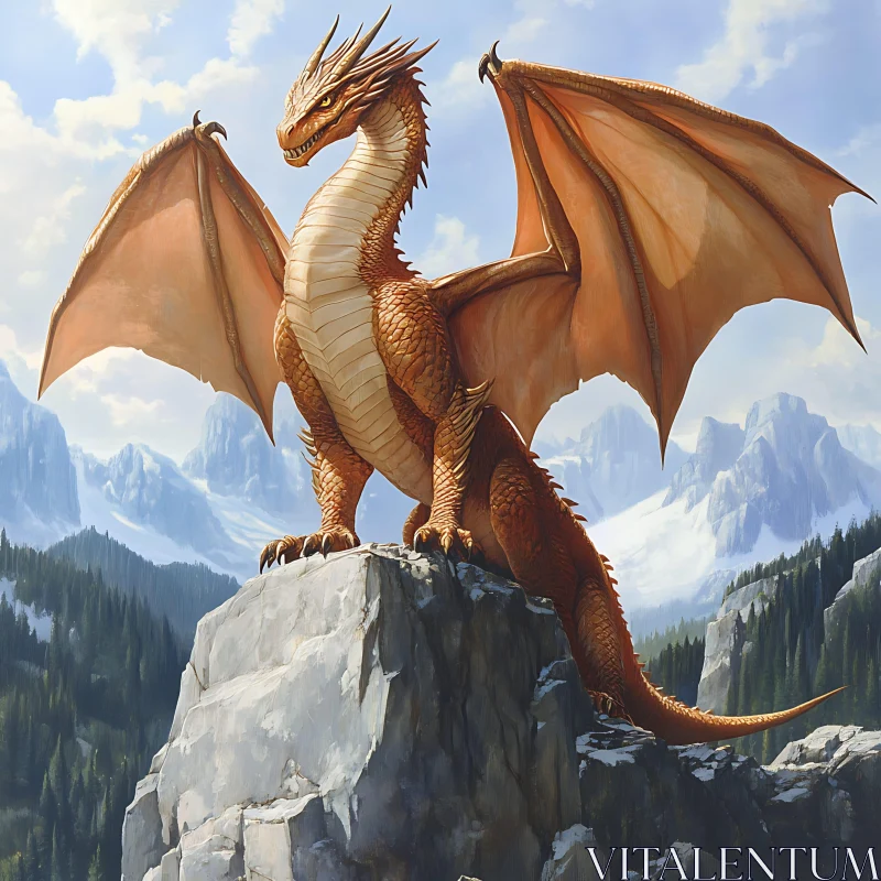 AI ART Dragon on the Mountain