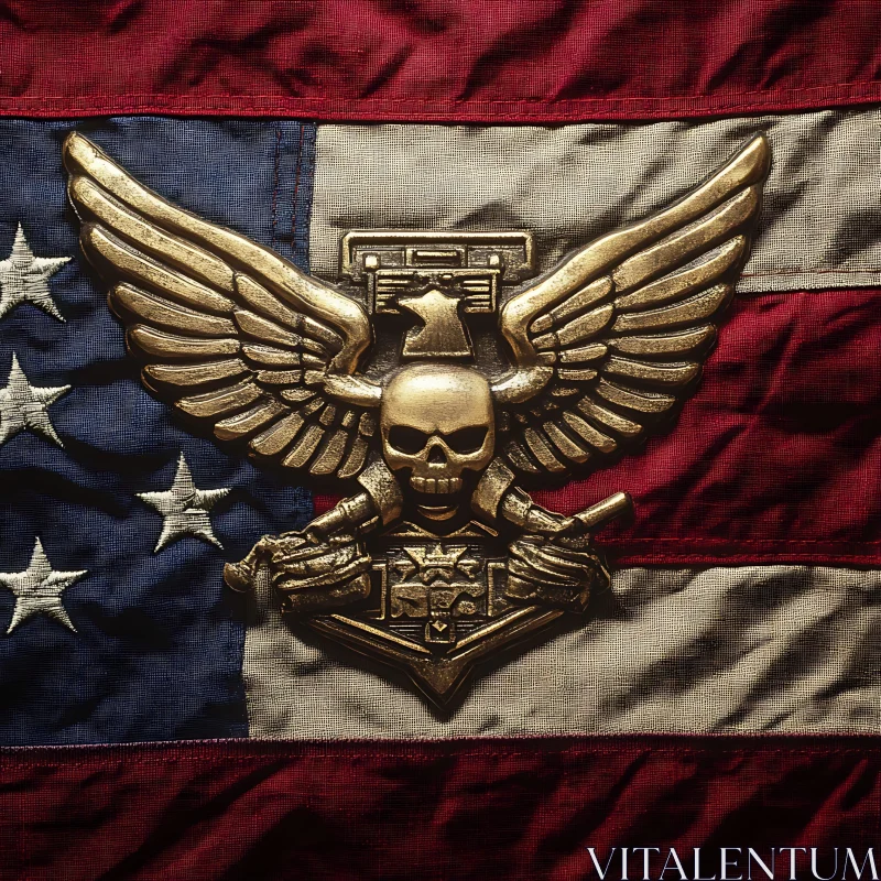 Golden Skull on US Flag AI Image