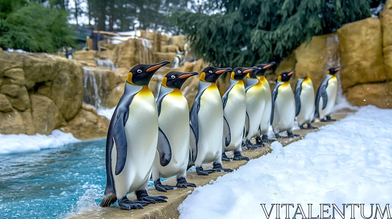 AI ART Penguin Parade on a Winter's Day