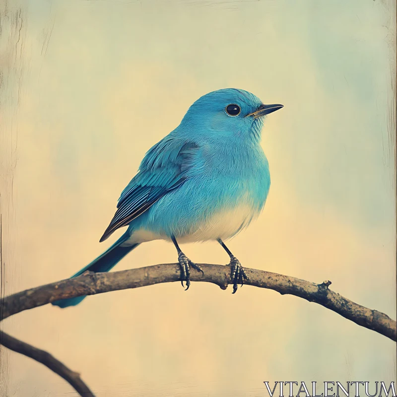 Bluebird Portrait on a Twig AI Image