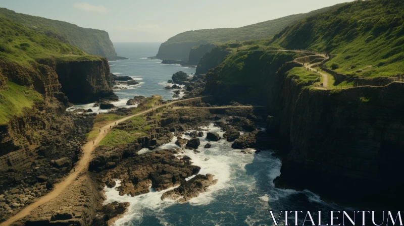 Majestic Cliffs and Coastline: A Captivating Nature Scene AI Image