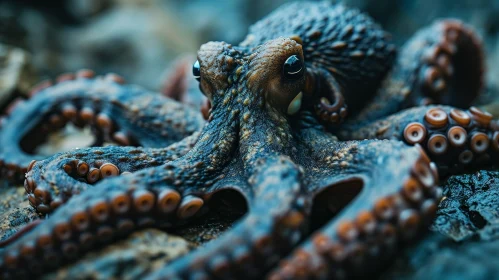 Majestic Octopus on Rock: A Captivating Close-up