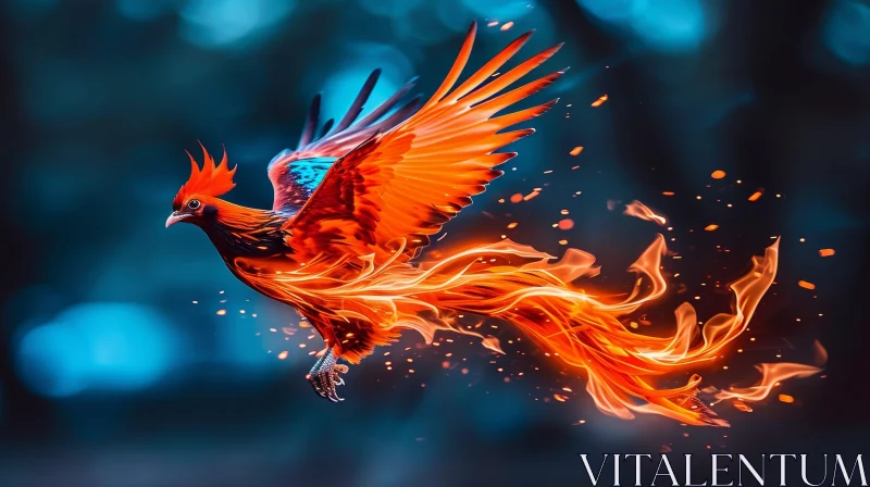 Phoenix Rising from the Ashes - Digital Painting AI Image