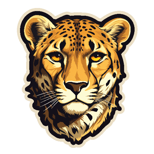 POD Design Vector Illustration of Cheetah's Head on Transparent Background