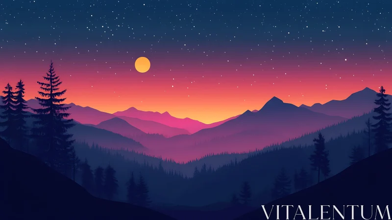 Serene Mountain Landscape at Sunset