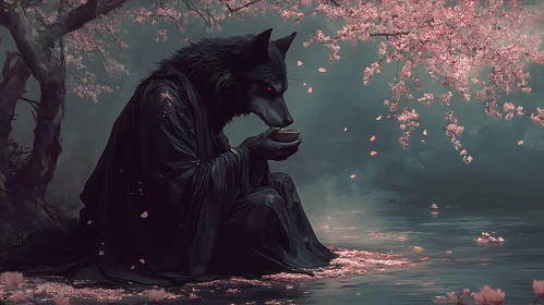 Mystical Wolf Tea Time in Nature