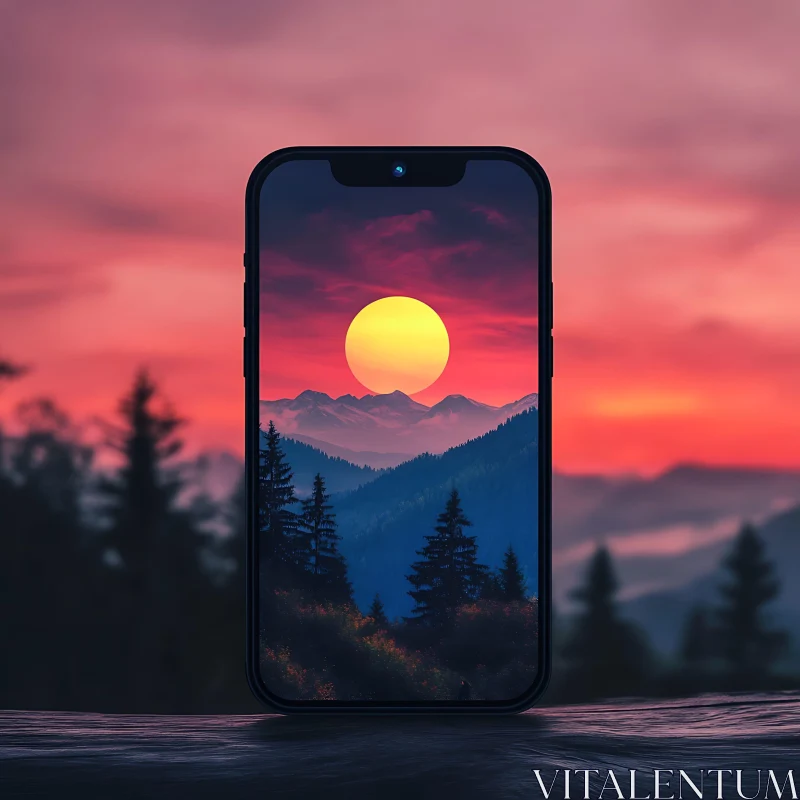 Mountain Sunset on Mobile Display