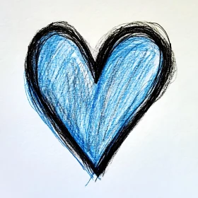 Hand Drawn Blue Heart Illustration