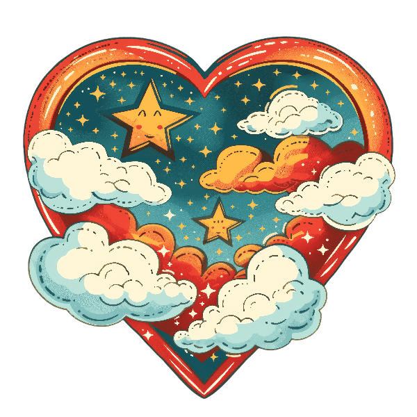Whimsical Night Sky Heart Art