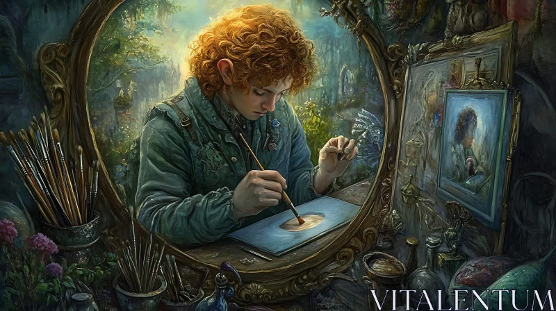 Young Artist at Work Painting