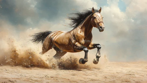 Horse Running on Sand