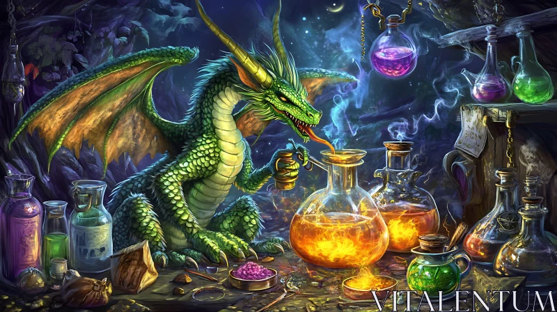 Mythical Dragon Creates Magical Potions