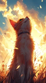 Cat Gazing at Sunset