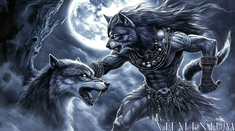 Fearsome Werewolf Battle Scene