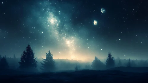 Mystic Forest Under Moonlight