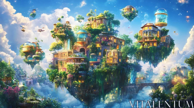 Whimsical Floating City in the Sky