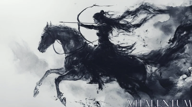 Equestrian Archer in Grayscale
