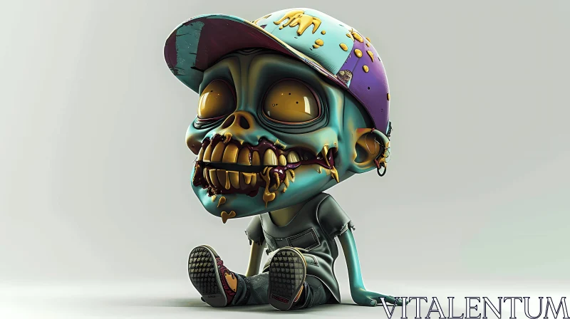 3D Cartoon Zombie Child in Casual Attire