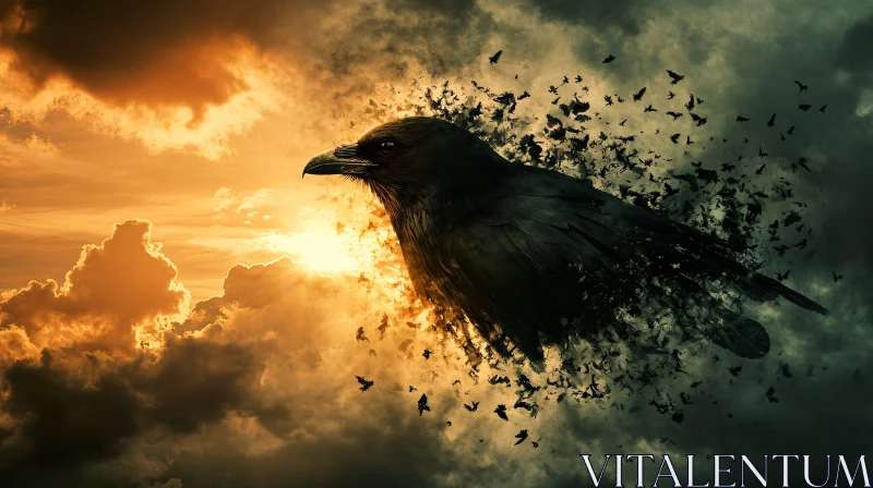 Dissolving Raven: A Sunset Avian Metamorphosis