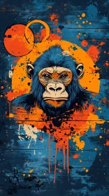 Colorful Abstract Art Featuring an Ape