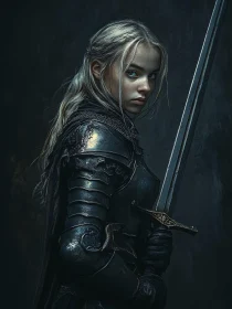 Armored Woman Warrior Portrait