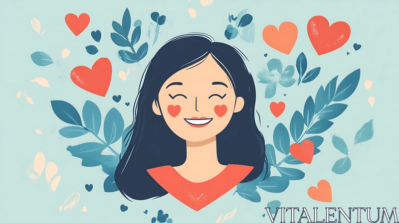 Illustration of Woman with Hearts