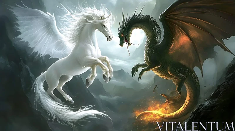 Epic Confrontation: Pegasus versus Dragon