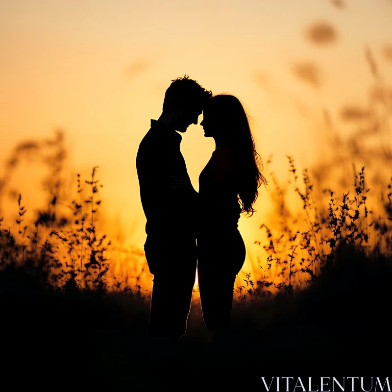Silhouette of Couple at Sunset