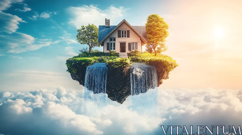AI ART Floating Island Retreat