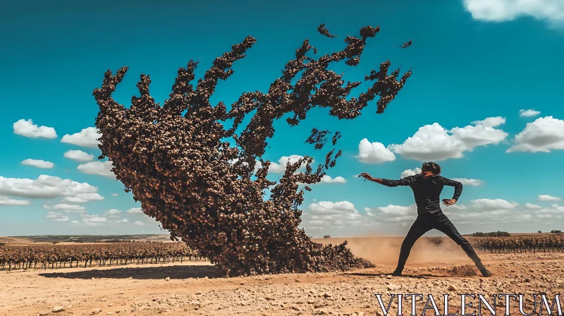 Abstract Landscape with Man and Floating Object