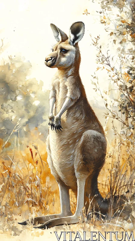 Kangaroo Painting in Nature AI Image