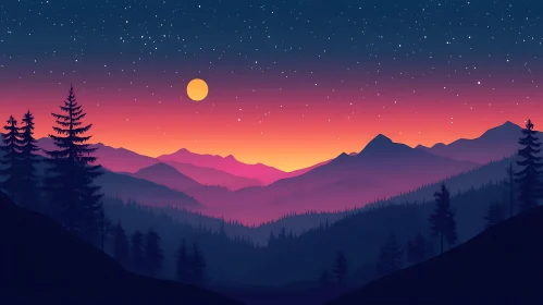 Serene Mountain Landscape at Sunset