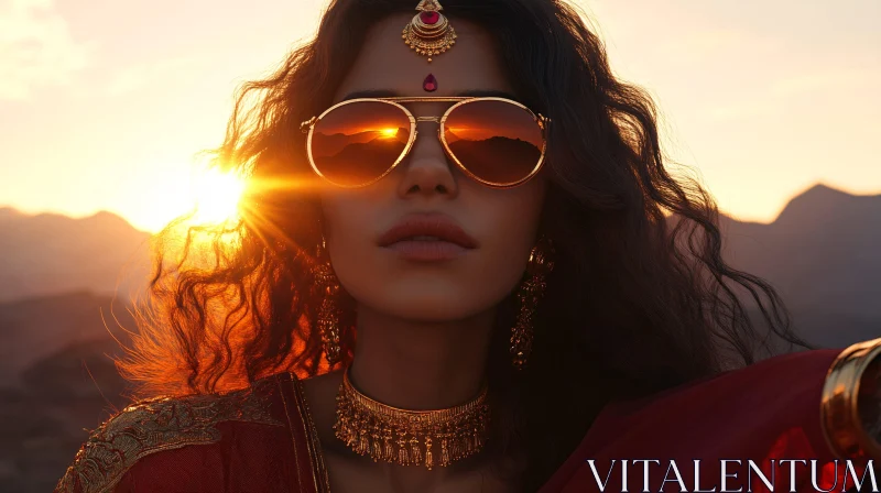 Sunset Reflection in Woman's Sunglasses