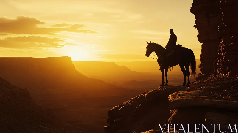 Horse Rider Silhouette Sunset Scenery