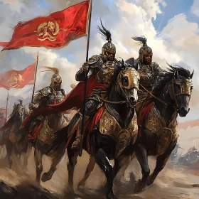 Armored Horsemen in War Formation