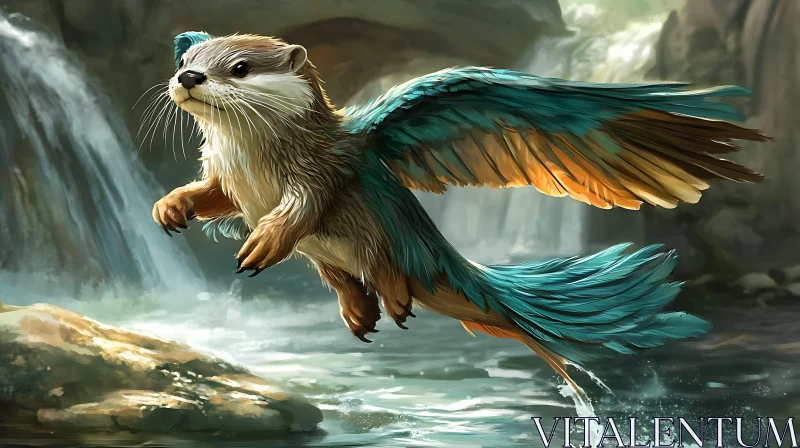 A Winged Otter in a Mystical Forest