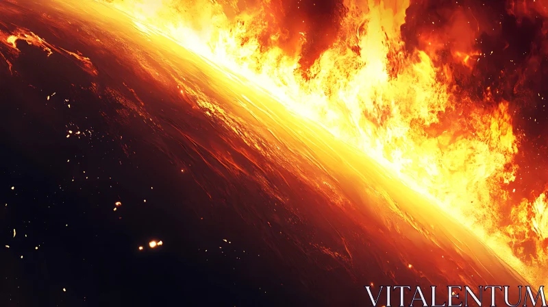 Burning Planet with Engulfing Flames