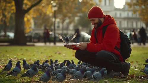 Pigeon Feeding in the Park