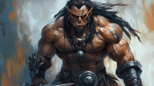 Powerful Orc Warrior Illustration