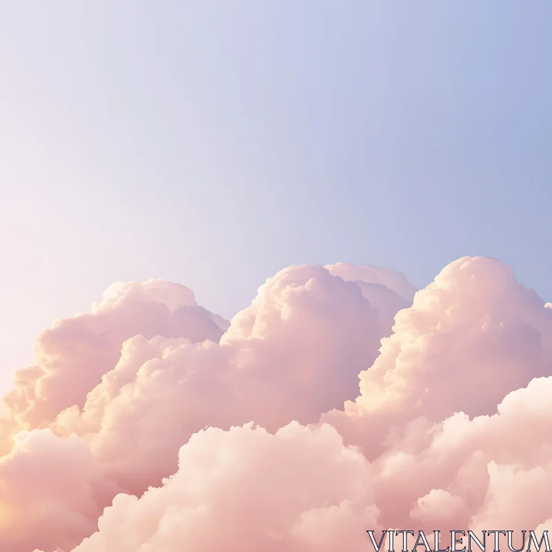 Ethereal Pink Clouds Against Blue Sky