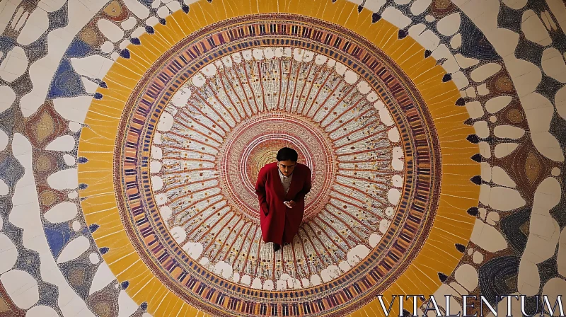 Man on Circular Mosaic Art